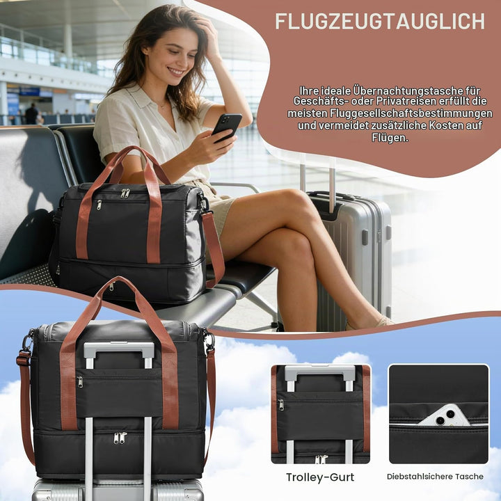 SEAFEW Reisetasche 24L, 40x30x20 Ryanair Handgepäck Tasche für Flugzeug Weekender Sporttasche Damen