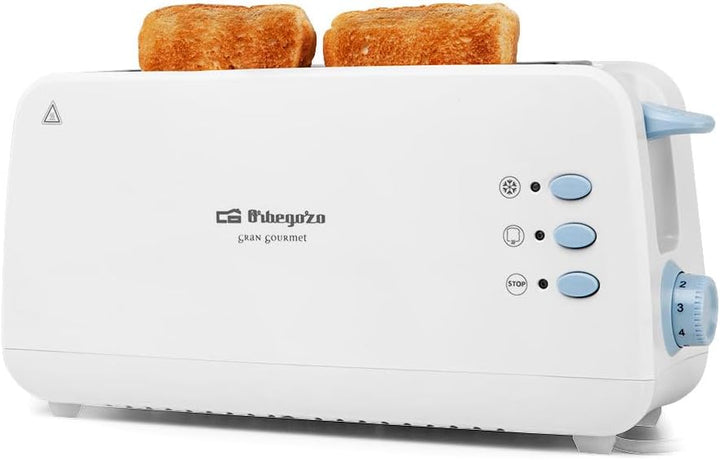 Orbegozo TO 4012 - Toaster mit grossem Schlitz, Brötchenwärmer, 7 Toasterstufen, Auftaufunktion und