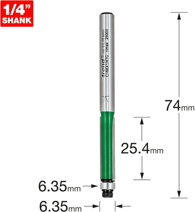 Trend CraftPro Kugelgelagerter Kantenfräser, 1/4 Zoll Schaft, 6,35 mm Schnittdurchmesser, 25,4 mm Sc