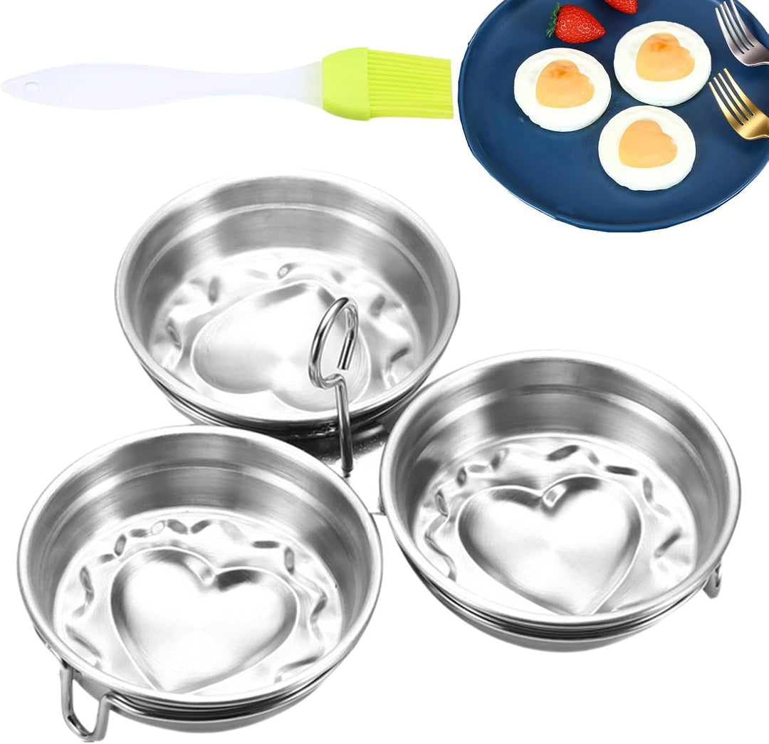 Poached Egg Cups, Stainless Steel Egg Poacher Pan, Nonstick Egg Steamer, Egg Steamer with Rack, Egg