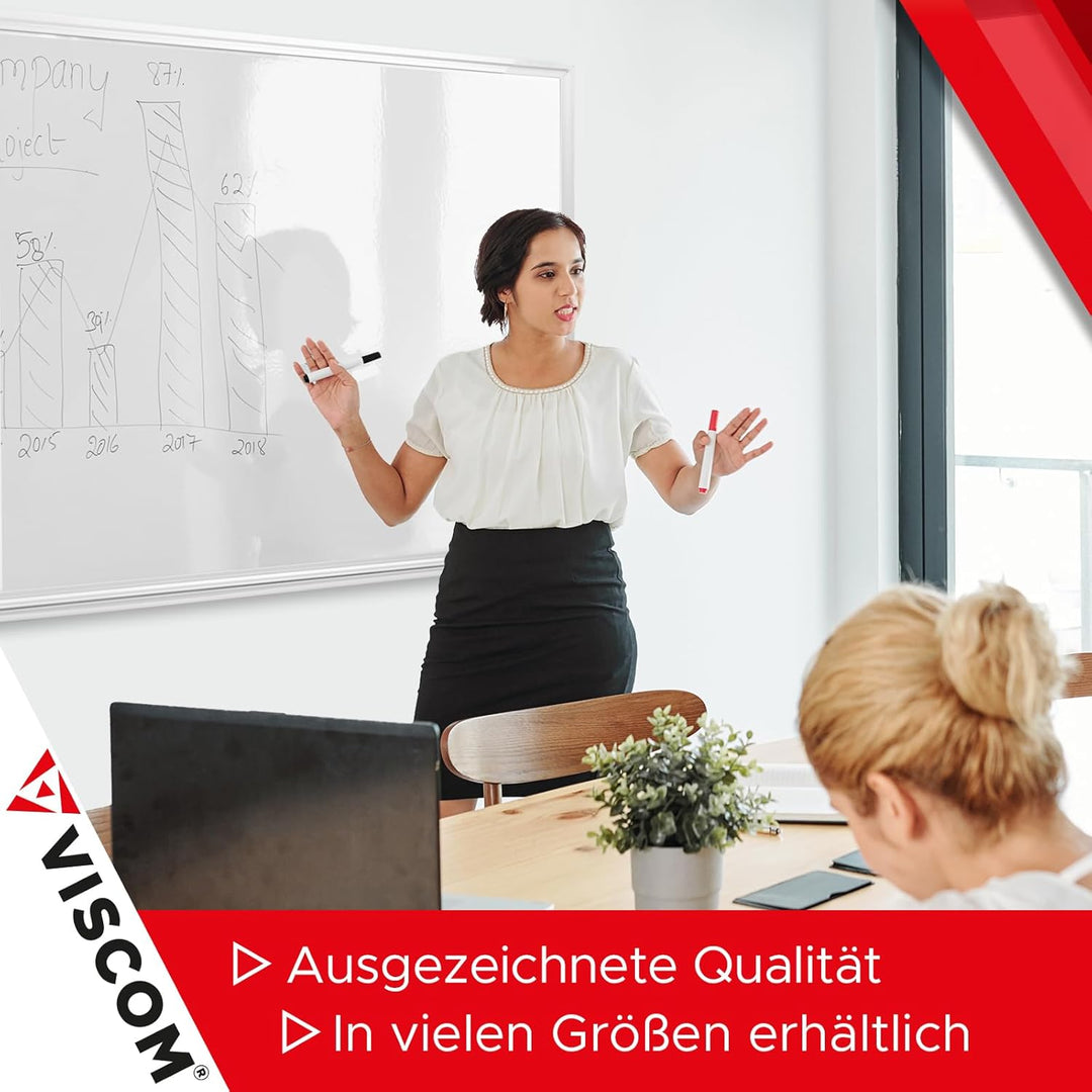 VISCOM Premium Design Whiteboard Speziallackiert - 45 x 60 cm - Beschichtete Magnetwand mit Aluminiu