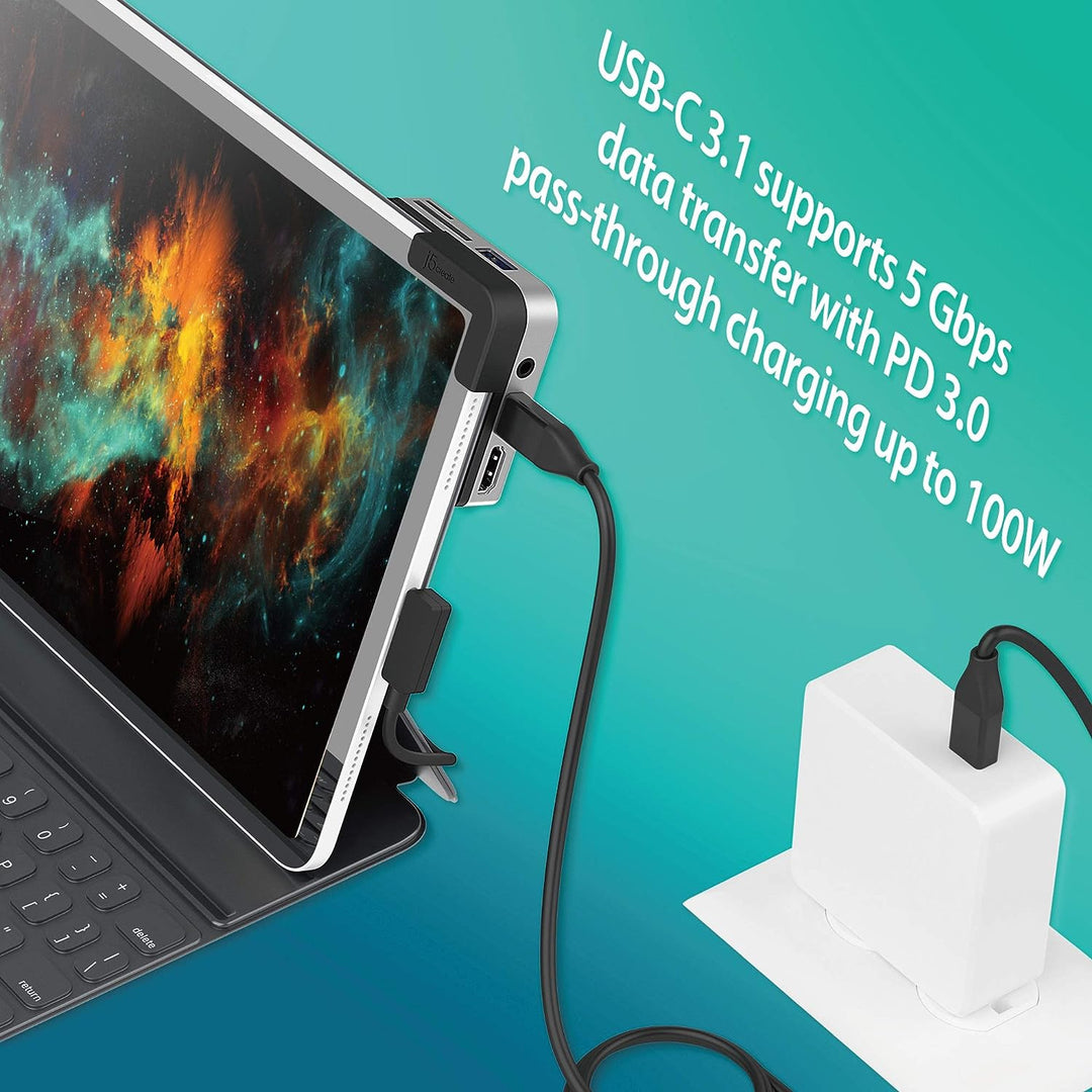 j5create USB C Hub- 6-in-1 Reise-Dockingstation mit HDMI 4K@60Hz, USB C 100W PD-Ladegerät und USB A