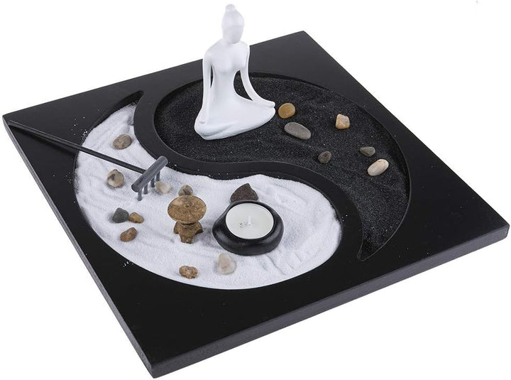 lachineuse Kerzen-Sets, Holz Stein Bambus, schwarz/weiss, 30 x 30 x 10 cm, 850