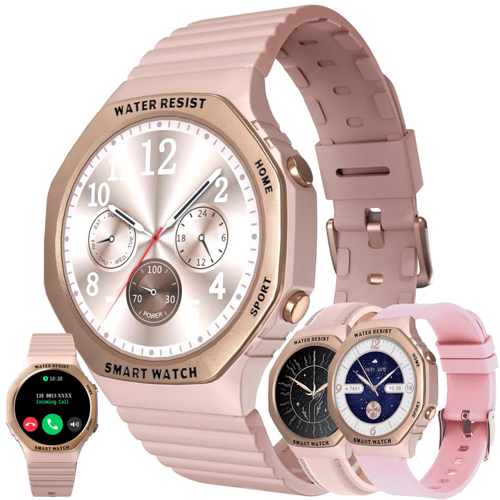 Smartwatch Damen mit Telefonfunktion 1,32" Voll Touchscreen Uhren Fitness Tracker 123 Sportmodi Akti