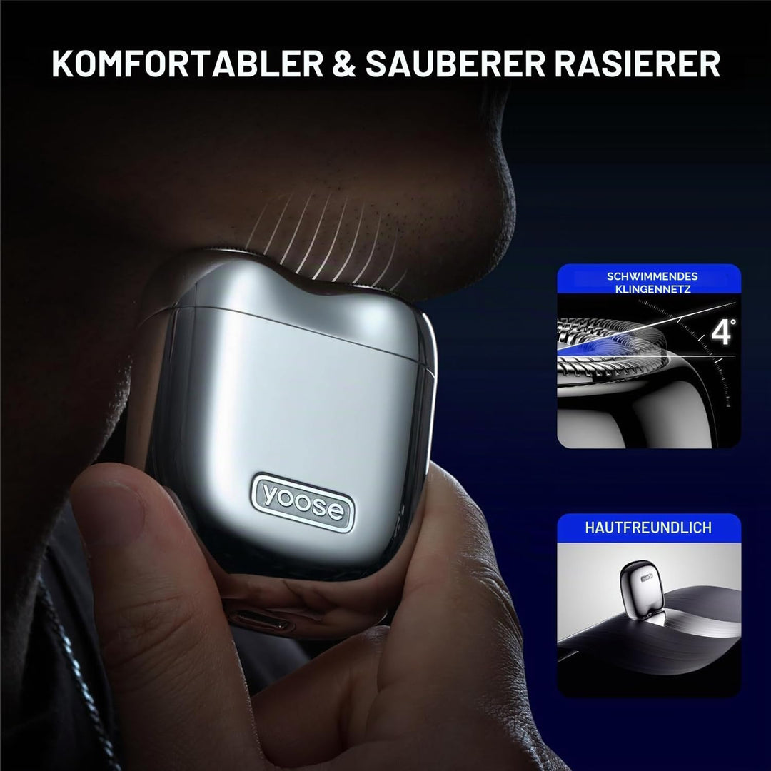 yoose MINI Rasierer Herren elektrisch, Elektrorasierer Herren aus Legierung, IPX7 wasserdicht elektr