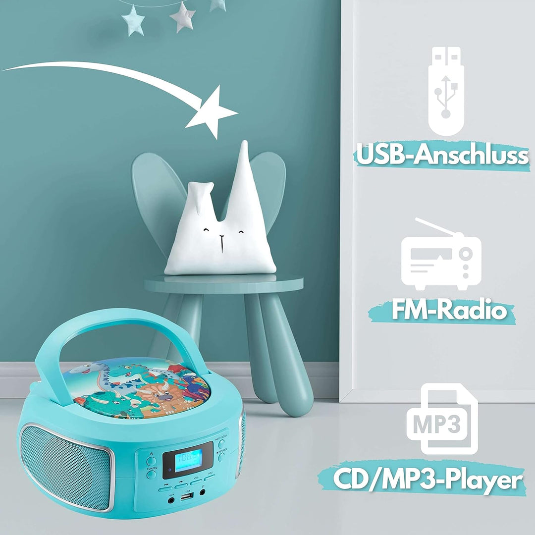 Tragbare Boombox | FM Radio | AUX-In | CD/CD-R | USB | Kopfhöreranschluss | Kompaktanlage | CD-Playe