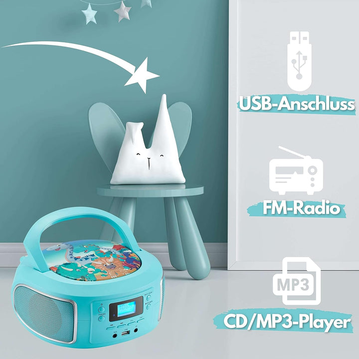 Tragbare Boombox | FM Radio | AUX-In | CD/CD-R | USB | Kopfhöreranschluss | Kompaktanlage | CD-Playe