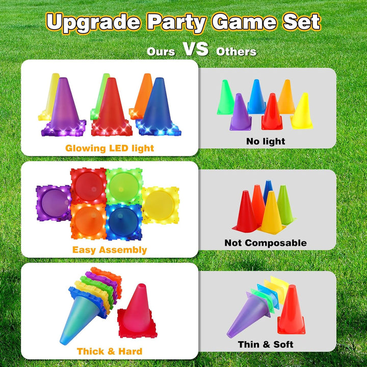 35pcs Light Up Wurfspiele Outdoor-Spiele Garten Spiel, Ball & Ring & Bean Bag Toss Spiel Set,Party-W