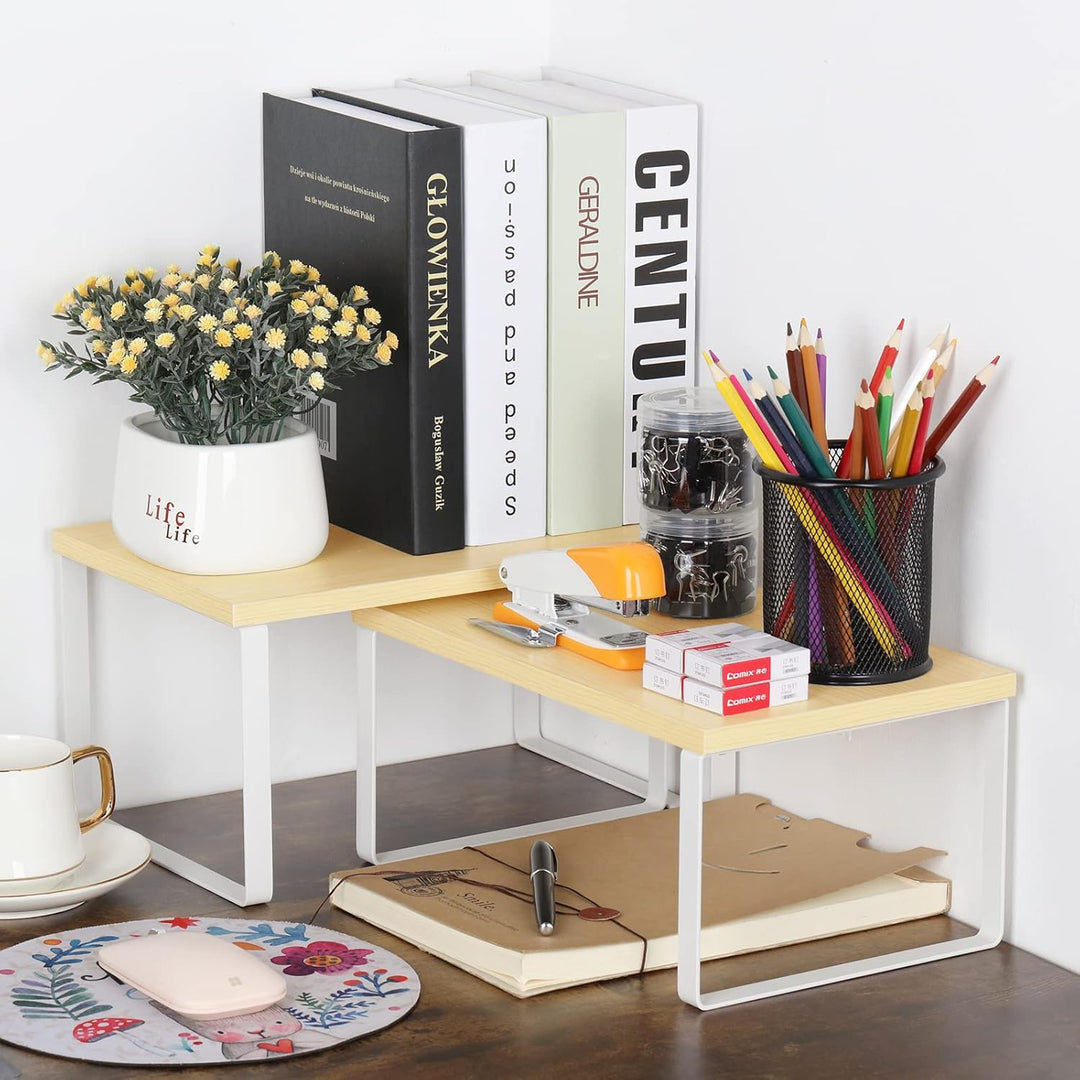 CADUKE Küchenthekenregale 4er-Set stapelbares Schrank-Organizer-Regal und erweiterbare Holz-Arbeitsp