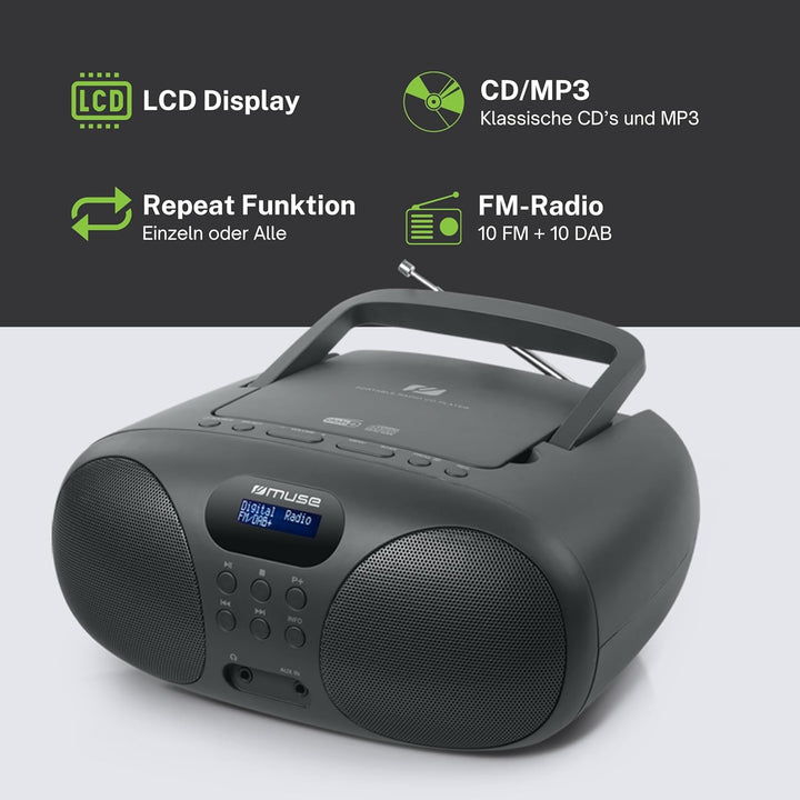 Muse MD-208DB-Radio/CD DAB+, MD208DB schwarz, schwarz