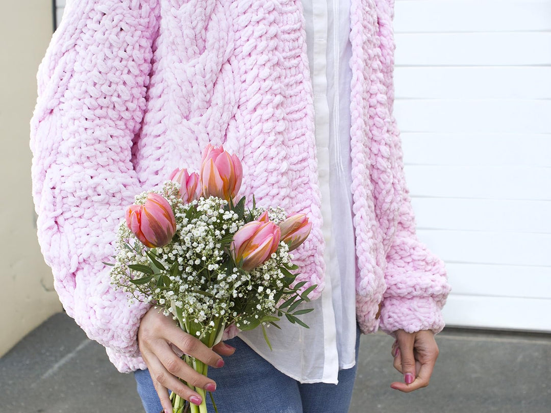 myboshi Samt, 100% Chenille-Garn, Rosa - Ferkel, 100g, 100m, 5 Knäuel, Wolle zum Häkeln und Stricken