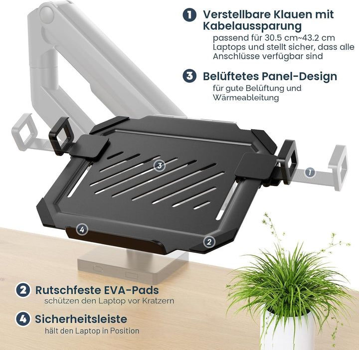 Universal Laptop Halterung 12-17 Zoll - VESA Laptop Adapter für VESA 75x75/100x100 mm - Notebook Hal