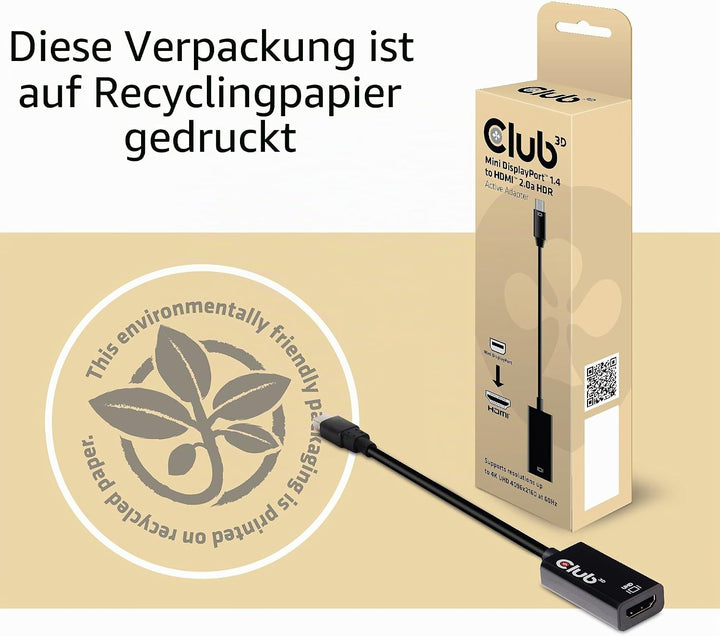 Club3D CAC-1180 DisplayPort Adapter [1x DisplayPort Stecker - 1x HDMI-Buchse] Schwarz, CAC-1180