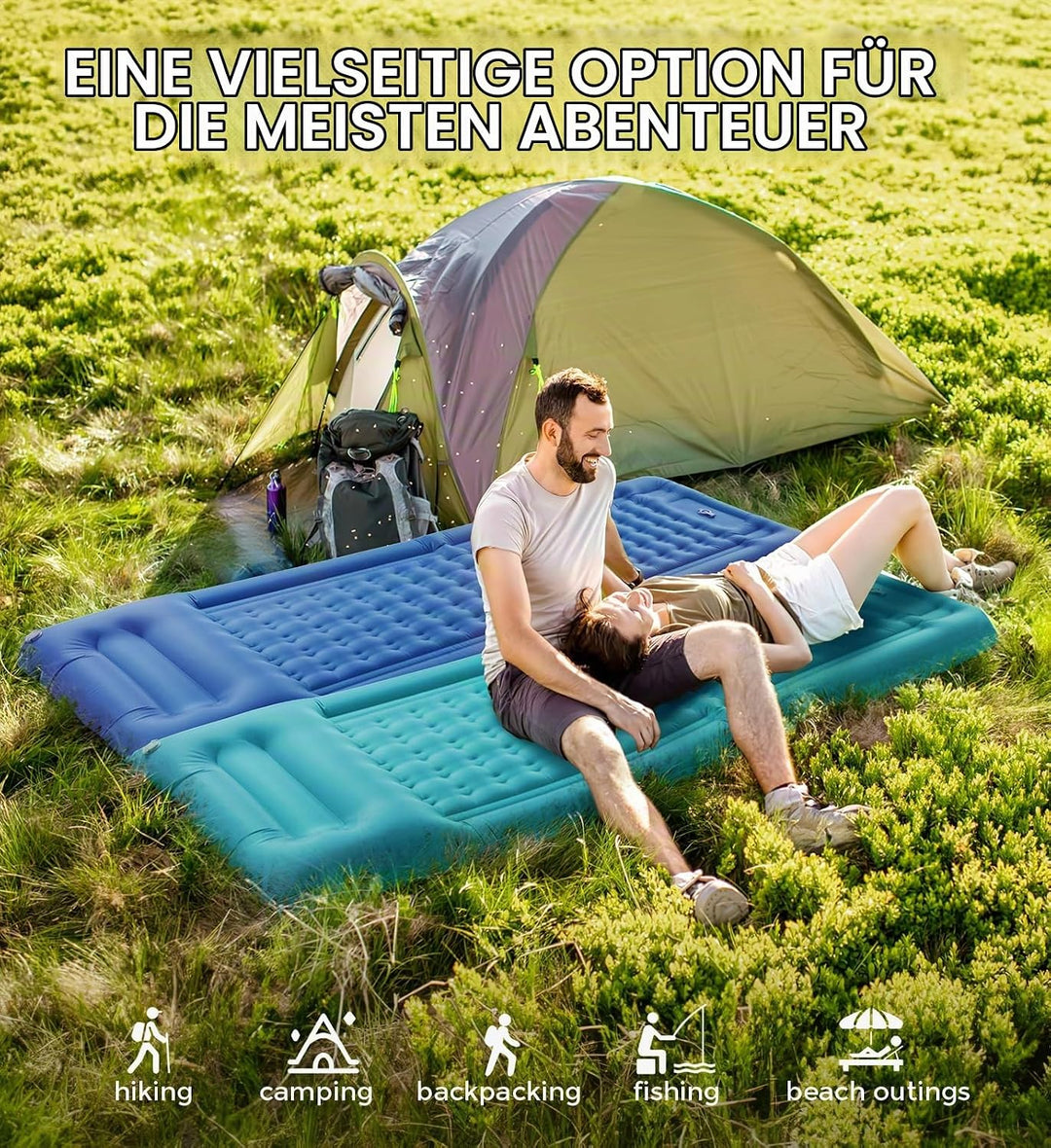 Luftmatratze Camping Isomatte Camping Matratze mit Kissen | 12CM Aufblasbare Isomatte, Aufblasbare M