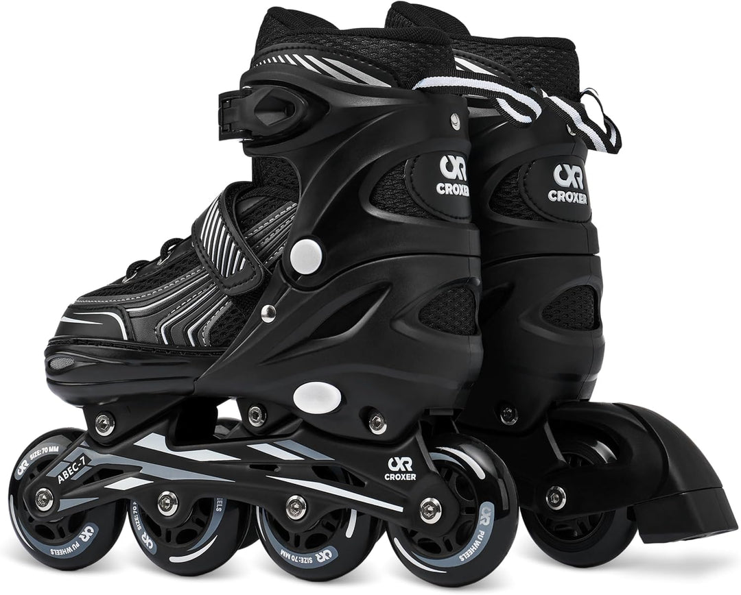 Optima Inline Skates Inliner für Kinder Erwachsene verstellbar 35-38 (21cm-23cm) Schwarz, 35-38 (21c