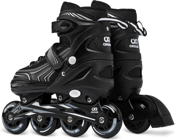 Optima Inline Skates Inliner für Kinder Erwachsene verstellbar 35-38 (21cm-23cm) Schwarz, 35-38 (21c