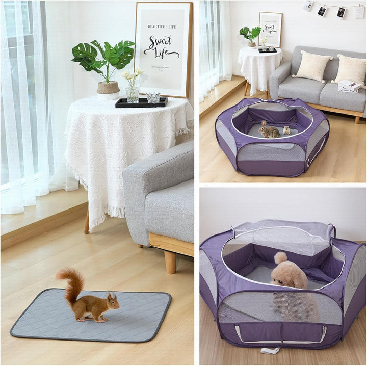 VavoPaw Kleintier Teppich Saugfähige Käfigmatte, 2 PCS 50x70cm Liner Fleece Wiederverwendbar Pad mit