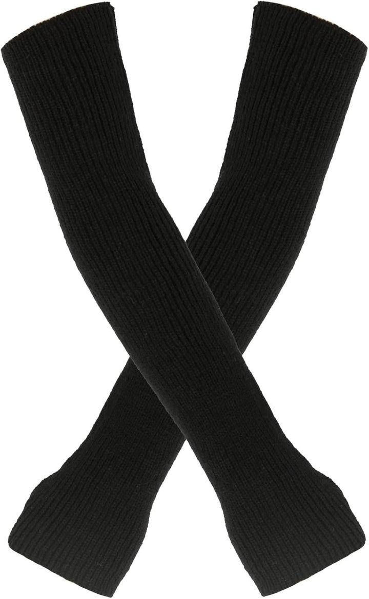 2Paar gestrickte Handschuhe Kaschmir Mischung lange Armstulpen Ellbogenstulpen fingerlose Fäustlinge