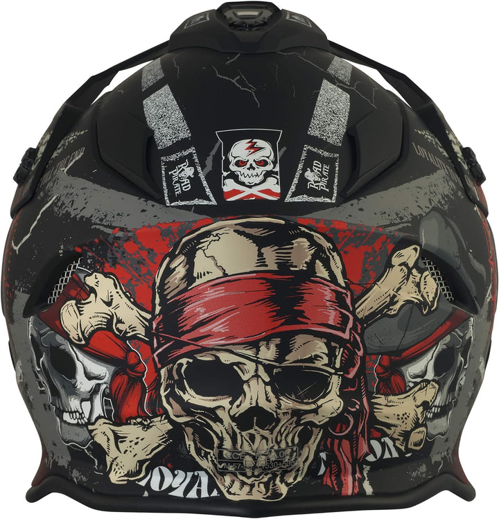 Broken Head Road Pirate VX2 Motorradhelm - Enduro Motocross-Helm - Cross-Helm mit Visier und Sonnenb