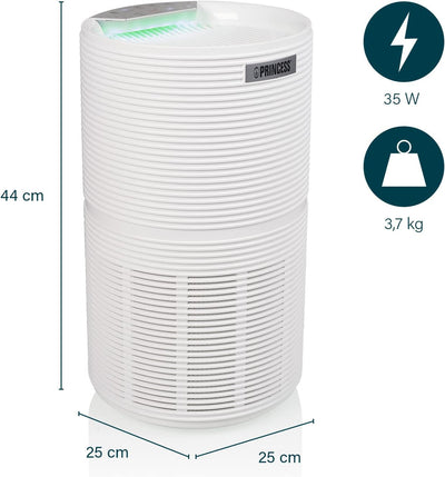 Princess Smart Luftreiniger – bis zu 280 m³/h und 35 m² - 3 Filtersysteme – HEPA Filter H13 – App -