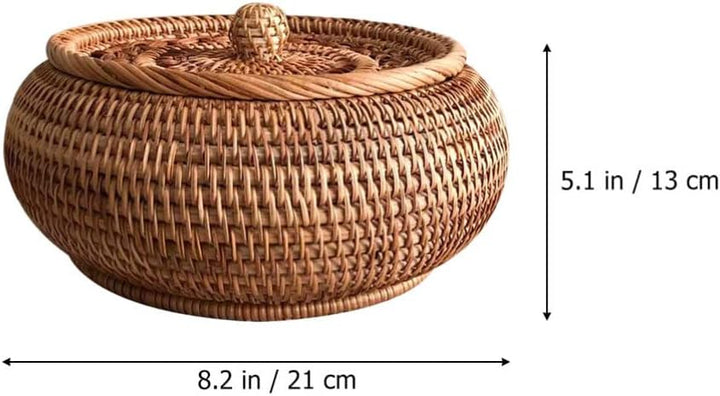 BESTonZON Kasten Früchtekorb Obsttablett Gewobener Korb Snack-tablett Dekorative Kästen Mit Deckel G
