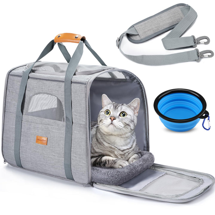 Morpilot Katzentransportbox für grosse Katzen und Welpen bis 7kg, Katzenbox Hundetasche mit Sicherhe