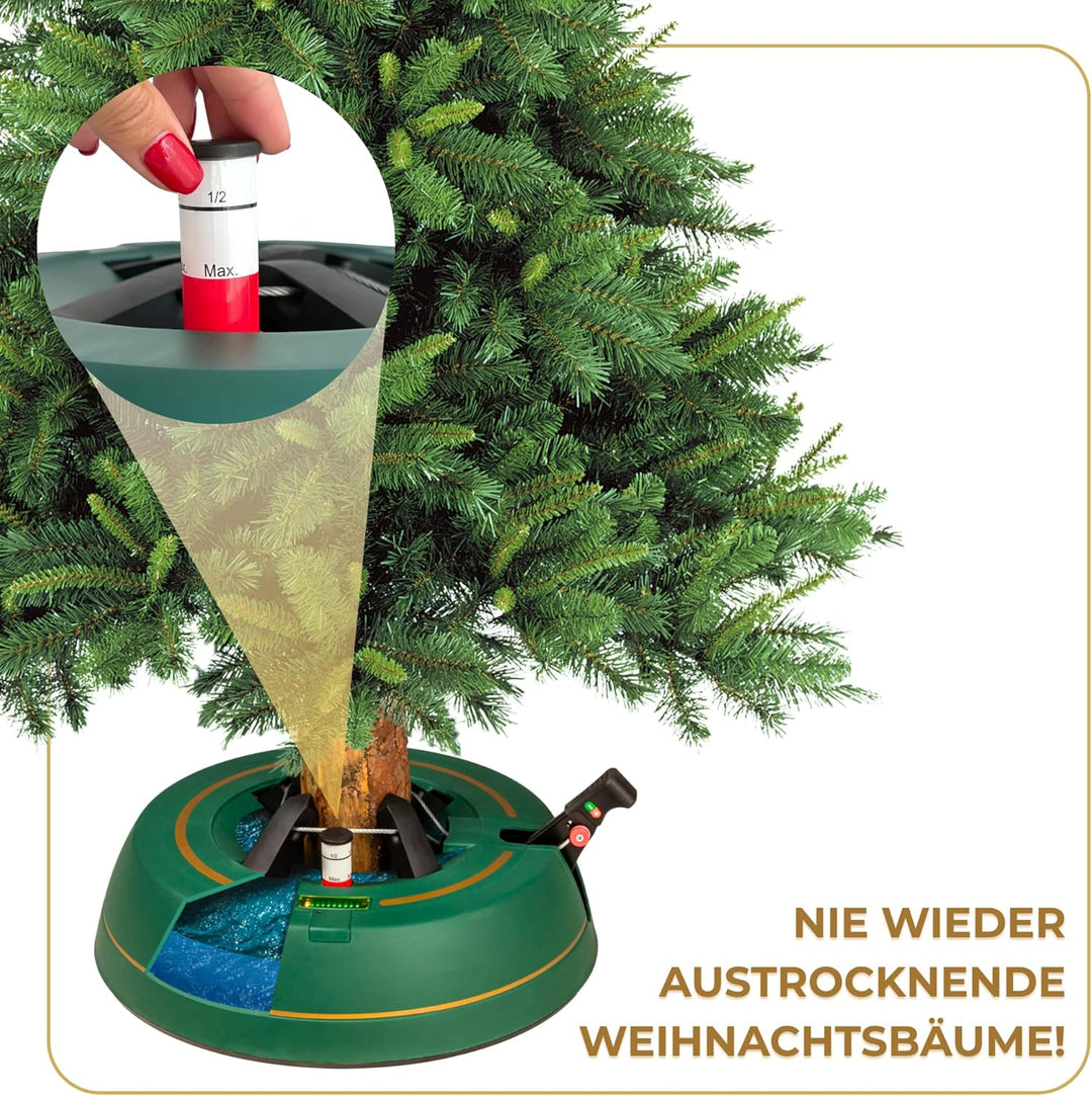 Kamai Stabiler Christbaumständer für Baumhöhe bis 2m, mit Fusspedal und Einseiltechnik, inkl. 2L Was
