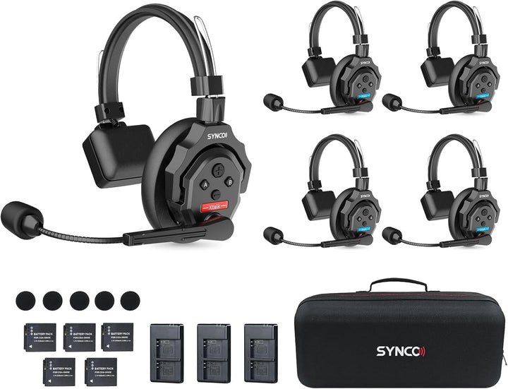 SYNCO Wireless Intercom Headset, XTALK X5 2.4GHz Vollduplex Kabelloses Kommunikationssystem 24H 350M