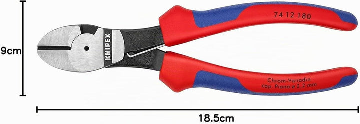 Knipex Kraft-Seitenschneider schwarz atramentiert, mit Mehrkomponenten-Hüllen 180 mm 74 12 180