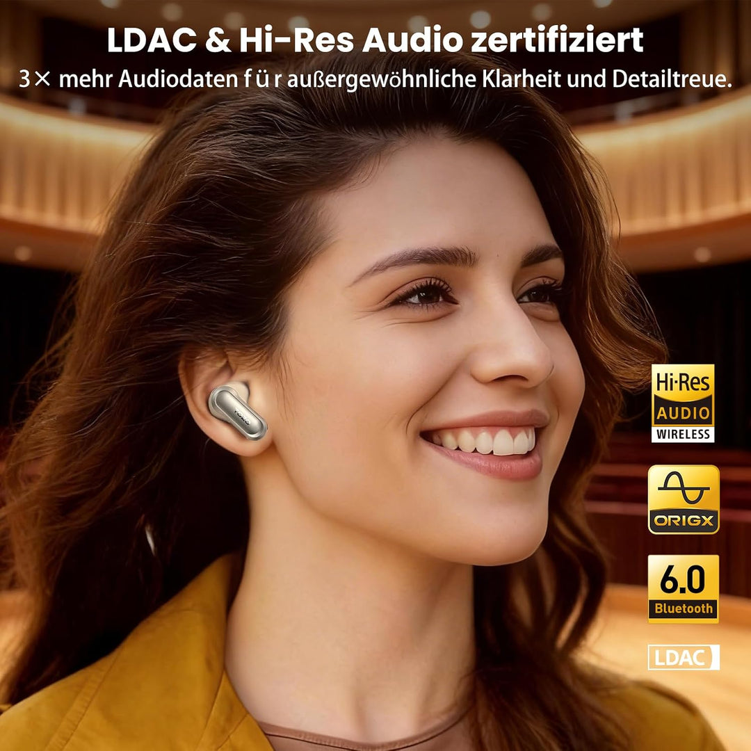 TOZO NC20 Bluetooth-Kopfhörer 6.0,6 Mics & ENC AI für kristallklare Anrufe,LDAC Hi-Res Audio,IPX8,Ve