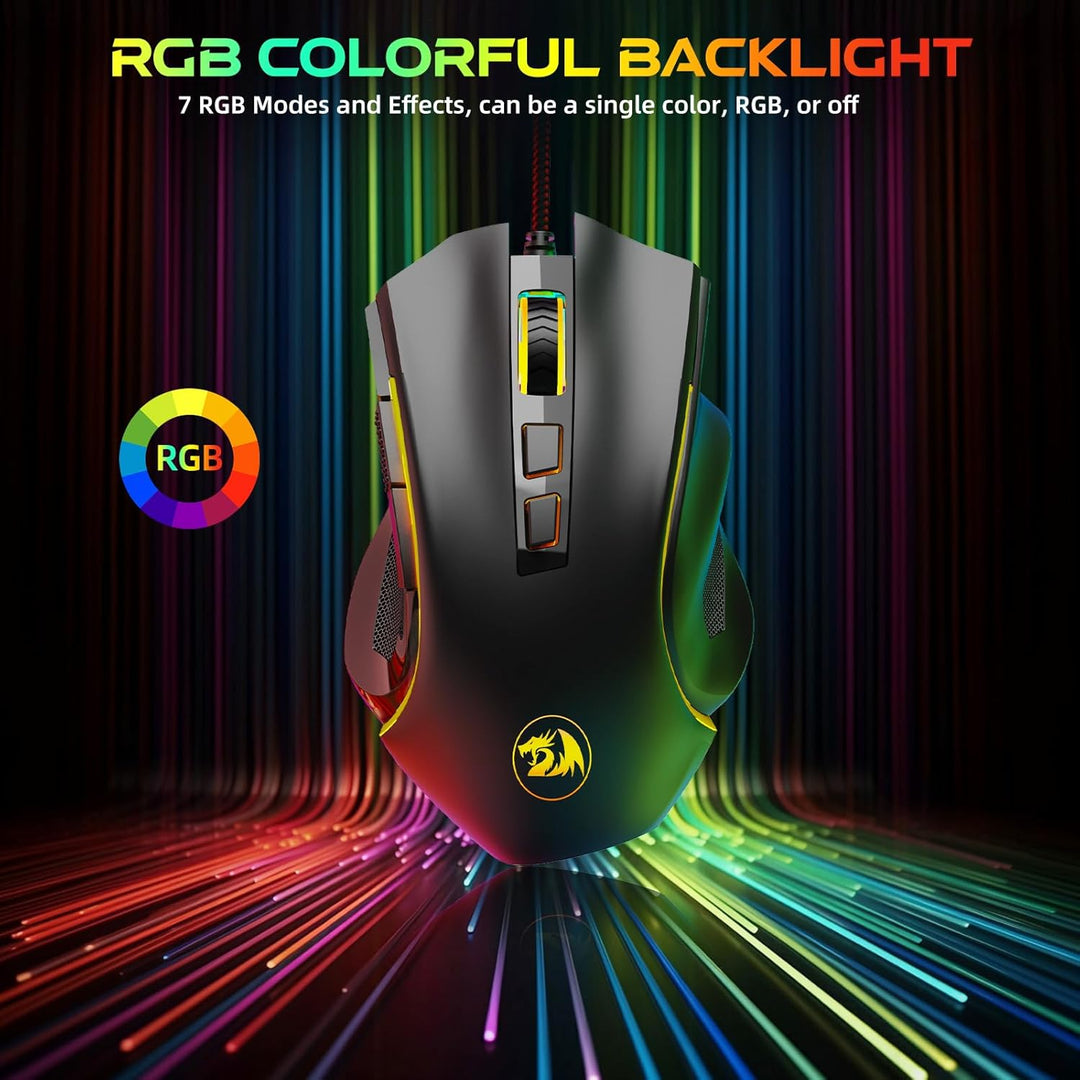 Redragon M602 Gaming Maus mit Kabel, Wired Computer Mouse Gaming mit Treiber, 7 Programmierbare Tast