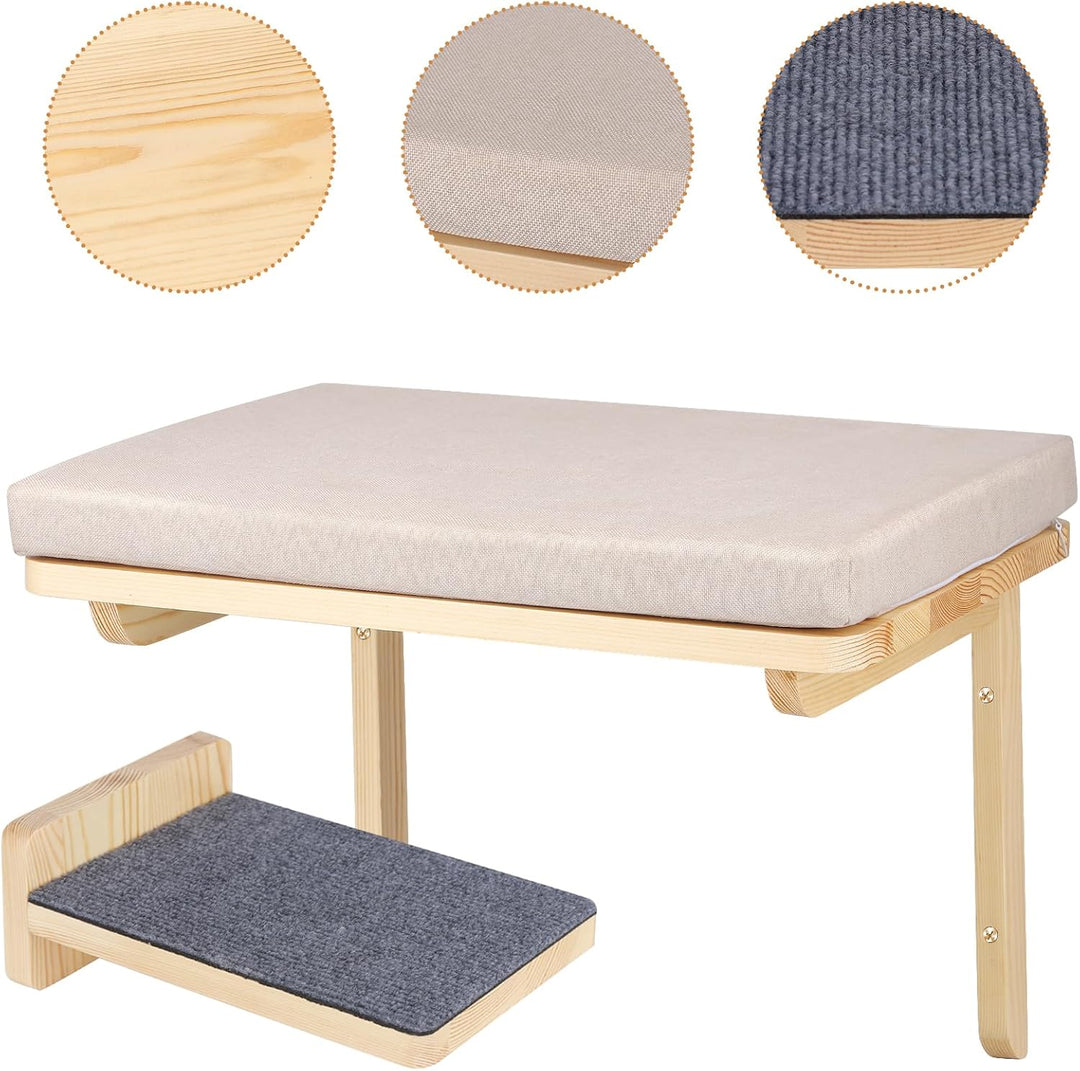 Kletterwand Katzen inkl,2X Katzentreppe Wand,Massivholz,Kratzbaum Wand,Hängematte Katze,Katzenwand,W