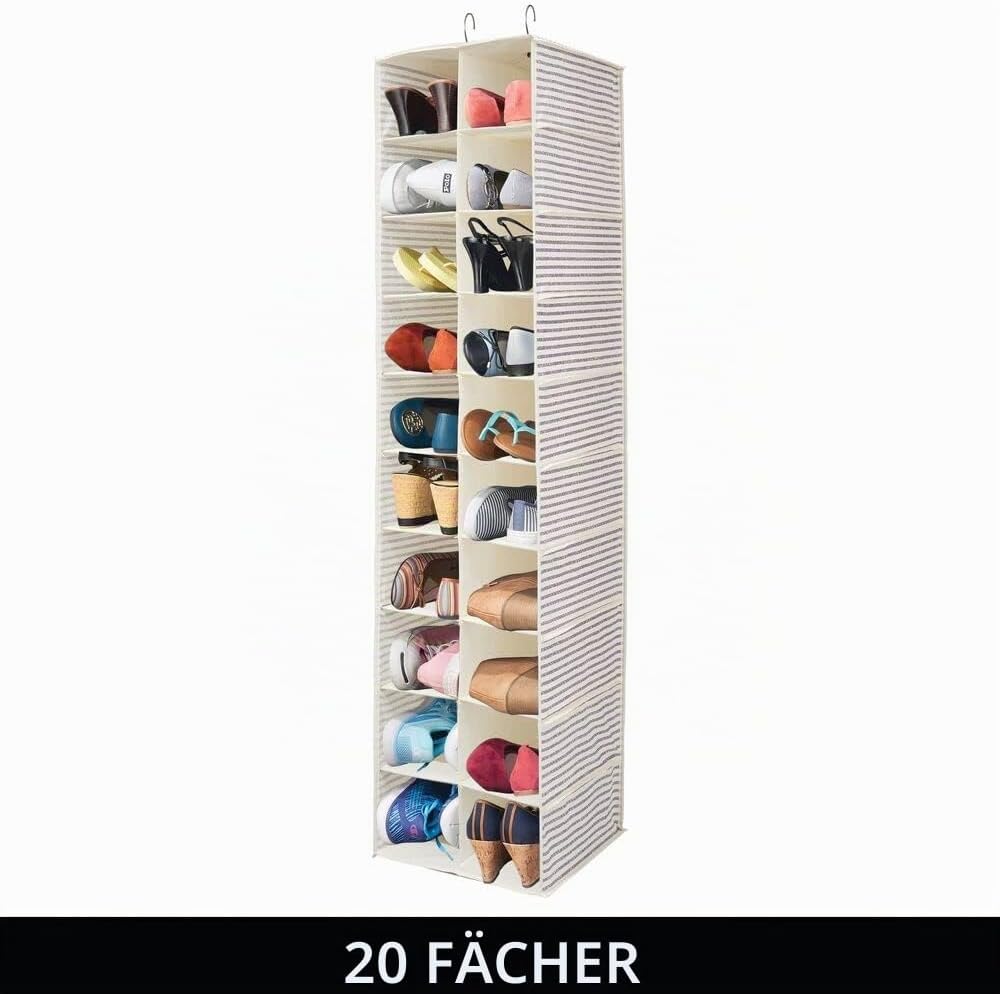 mDesign Hängeaufbewahrung mit 20 Fächern – grosser Hänge Organizer für die Kleiderstange – platzspar
