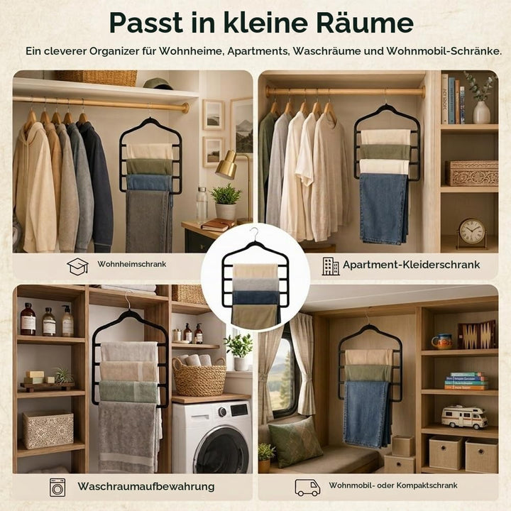 4 Stück Hosenbügel Platzsparend, Kleiderbügel Hosen, 4 Etagen Bügel