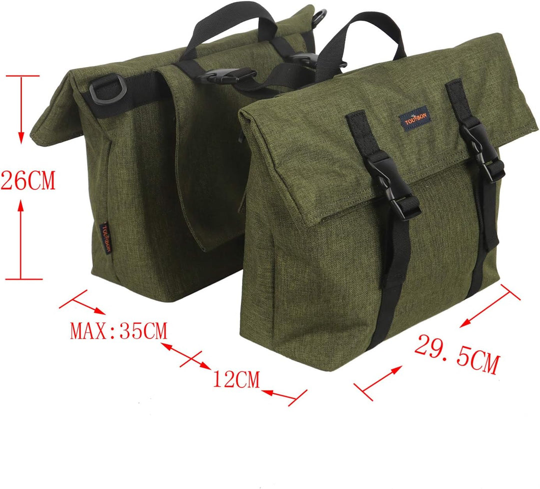 TOURBON Nylon doppelte Fahrradtasche Schultertaschen Rear Rack Stamm Motorrad Tail Sitz Fahrradtasch