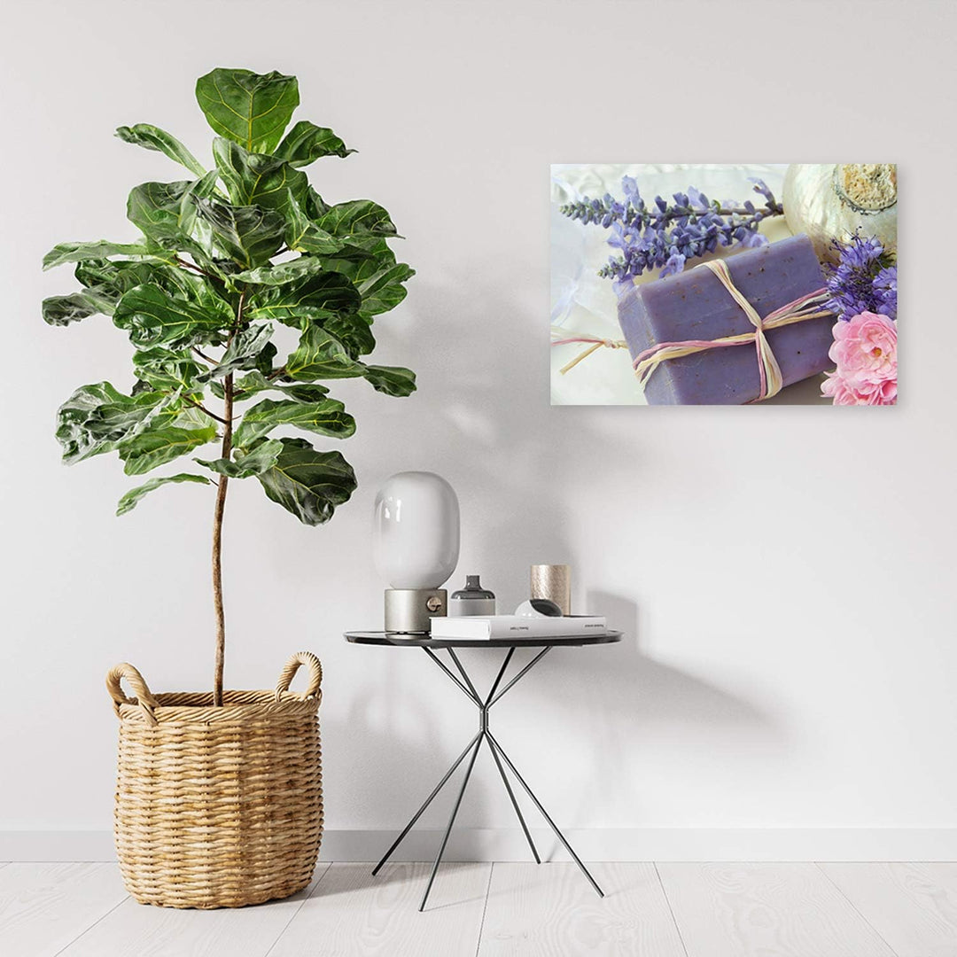 Feeby Bild auf Leinwand Lavendel Kunstdruck modern Blumen Violett 80x60 cm Leinwandbild 80x60 cm Vio