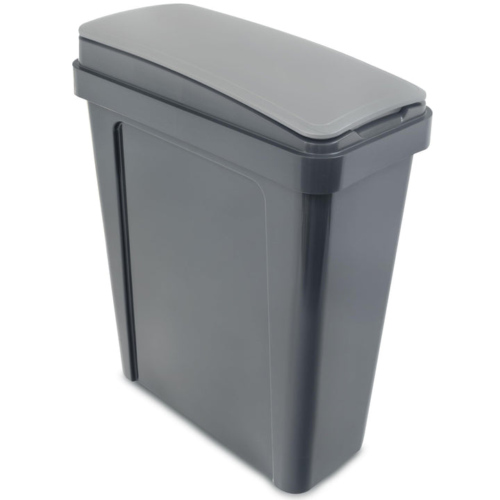 Hummelladen 25 Liter Mülltonne Grau Recyclingtonne 20x40x50cm mit abnehmbarem Klappdeckel - Schmal K