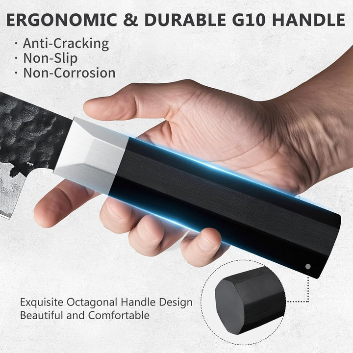 SHAN ZU Japanisches Kochmesser, 7 Schichten 9Cr18MoV-Küchenmesser Gyuto Messer, Superscharfes Chefme