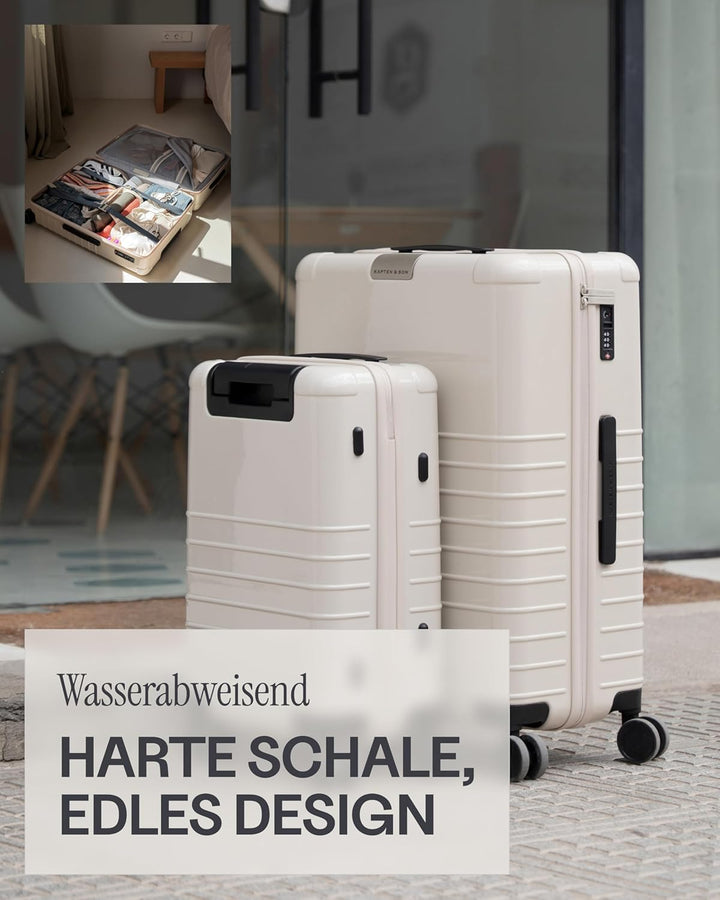 Kapten & Son Koffer Heathrow Essential Check-In Sandstone 82 L | Hartschalenkoffer Gross Beige mit s