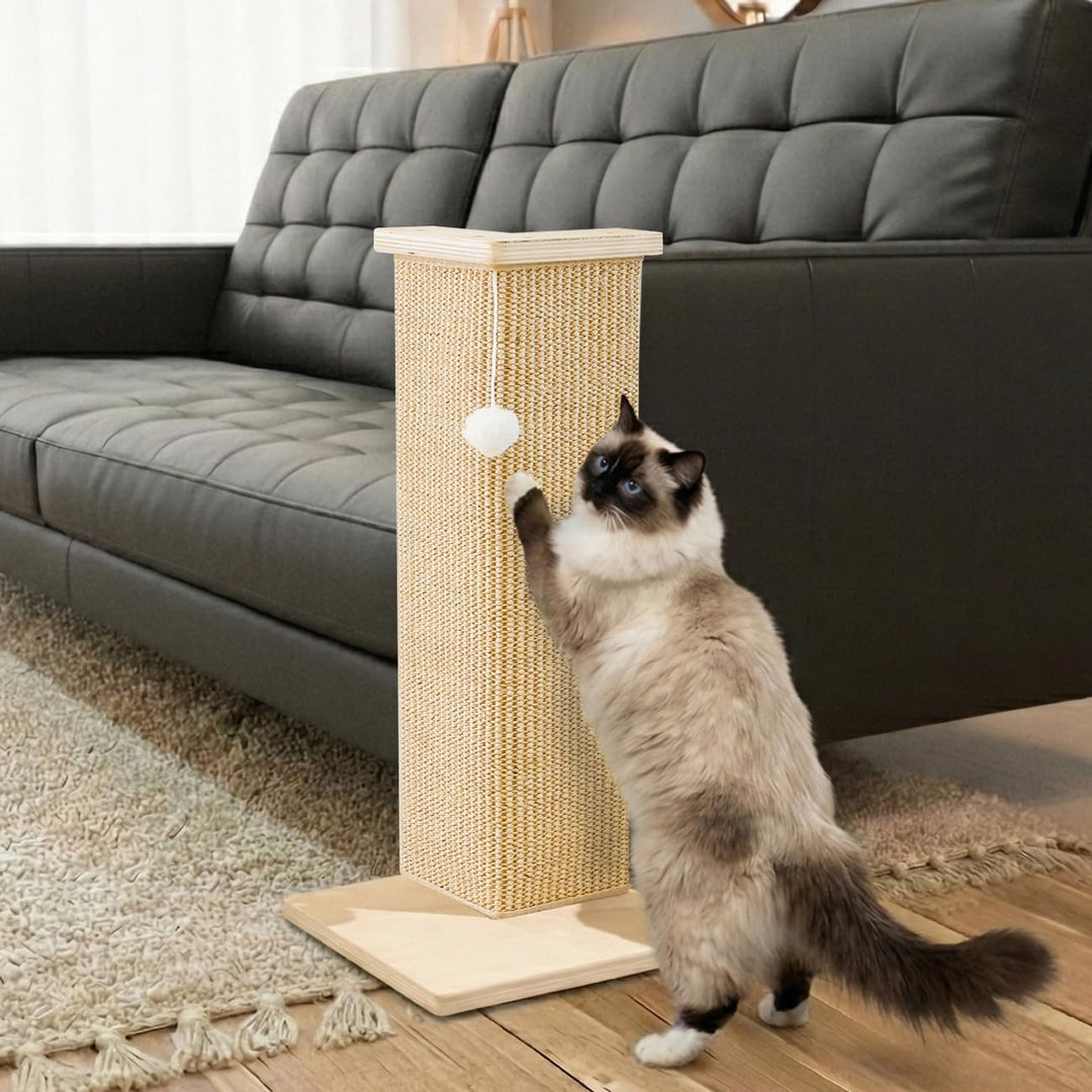 PETKARAY Eck-Kratzbrett für Katzen, 56 cm Hoher Kratzpfosten für Sofa und Wand, Sisal Kratzmatte, Mö