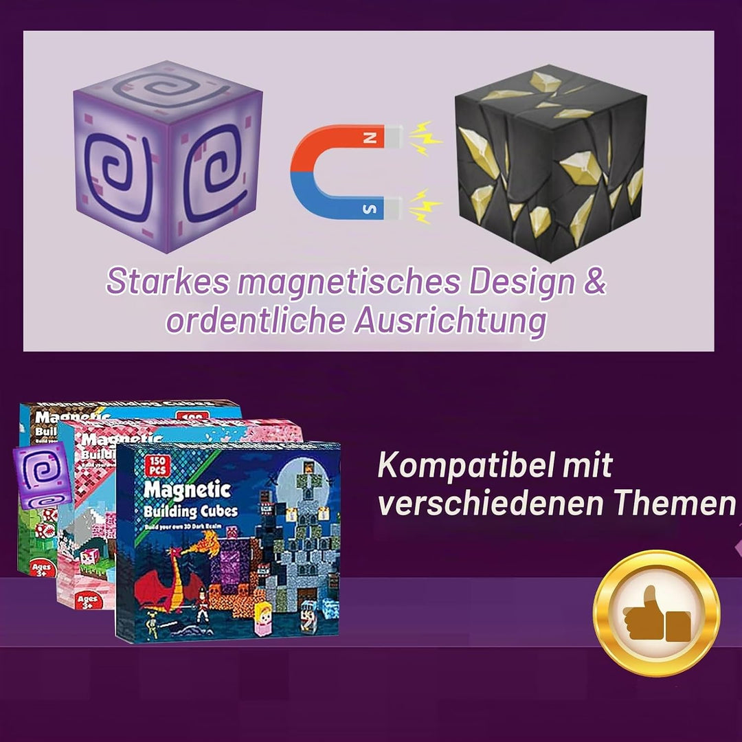 Magnetische Bausteine 100 Stück, Bauen Deine Magnetische Welt Vulkanische Lava Edition, Förderspielz
