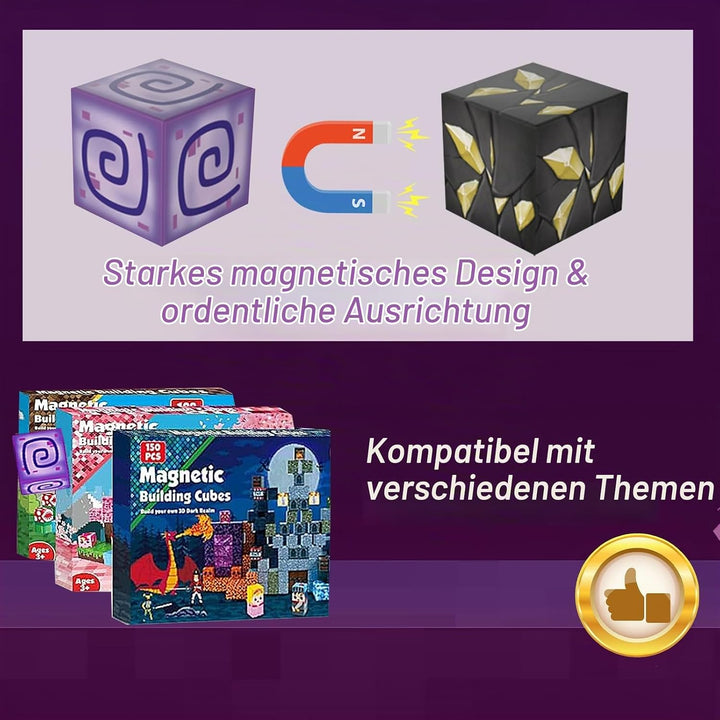 Magnetische Bausteine 100 Stück, Bauen Deine Magnetische Welt Vulkanische Lava Edition, Förderspielz