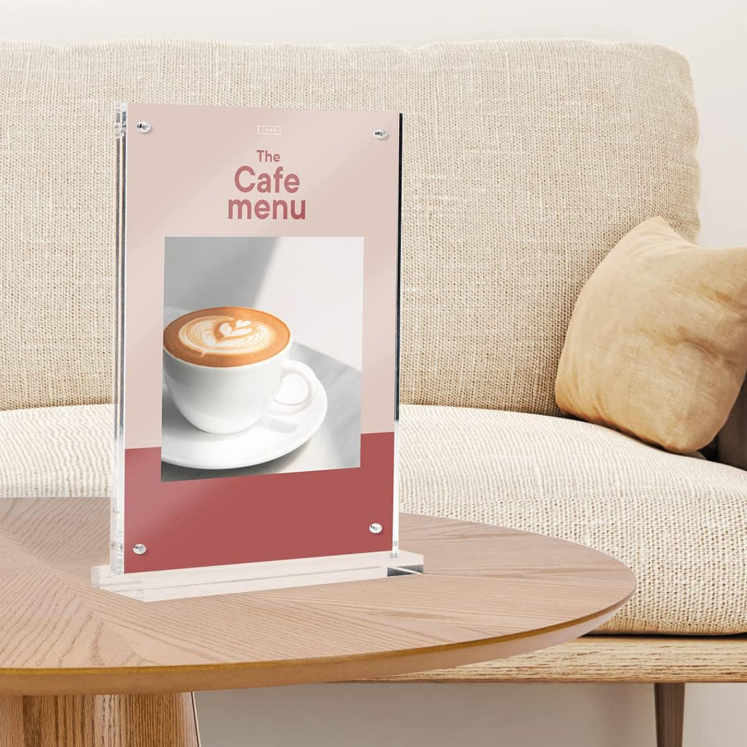 EUROPEL Luxe Tischaufsteller DIN A4, T-Aufsteller, mit Magnete, Hochformat, Acryl, Speisekarten & Pr