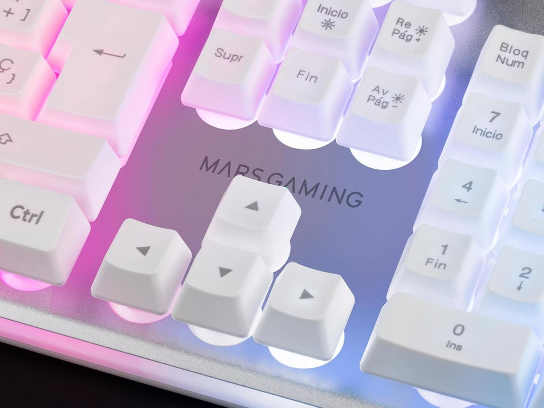 Mars Gaming MCPXWFR, Combo Tastatur H-Mech FRGB, Ultralight Maus 10000DPI &amp; XXL Mousepad, Weiss, Fra