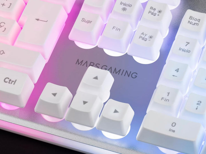 Mars Gaming MCPXWFR, Combo Tastatur H-Mech FRGB, Ultralight Maus 10000DPI &amp; XXL Mousepad, Weiss, Fra