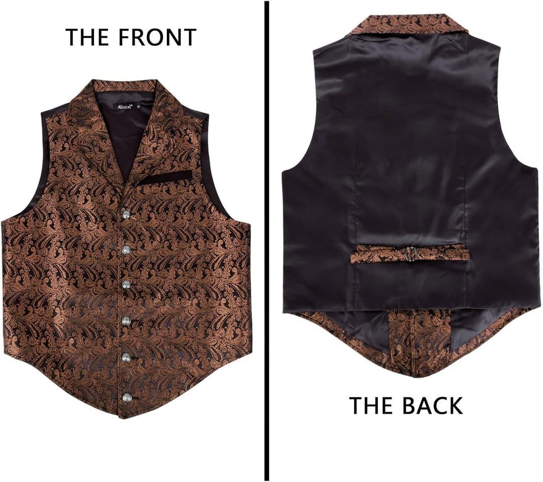 Alizeal Herren Paisley Weste Viktorianische Steampunk Gothic Formelle Casual für Party Bankett Anzug