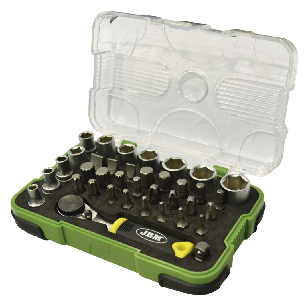 ESTUCHE DE 37 PIEZAS CON CARRACA MINI DE 1/4"