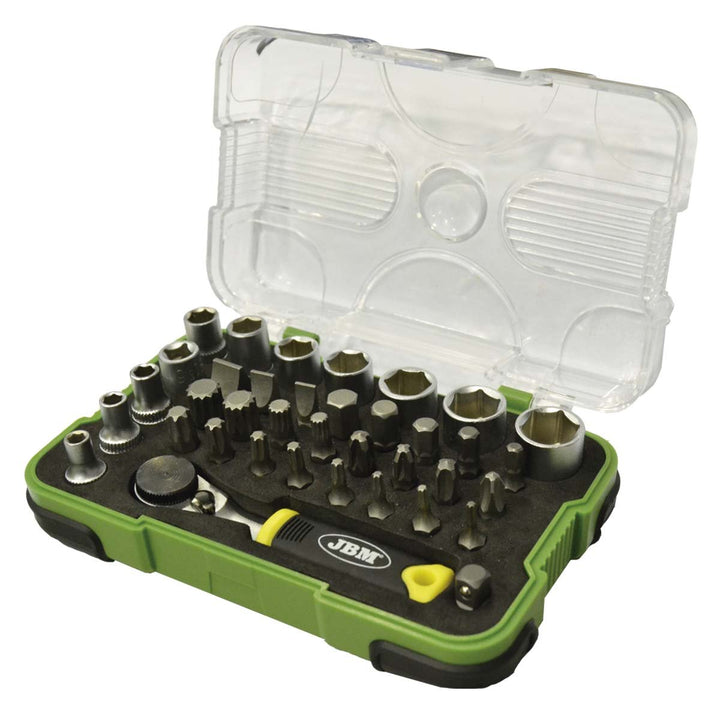 ESTUCHE DE 37 PIEZAS CON CARRACA MINI DE 1/4"