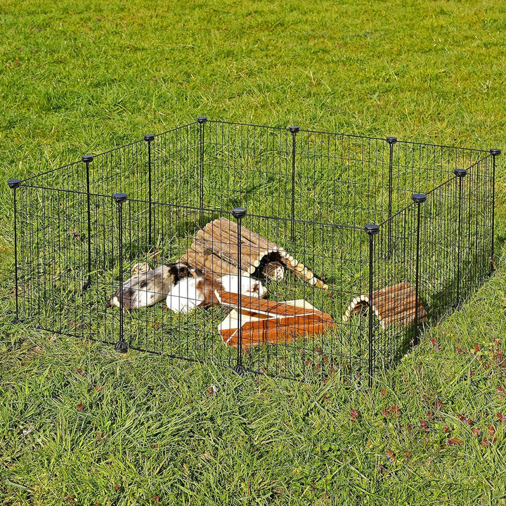 lionto Freigehege aus Metall Kleintierauslauf Kleintiergehege Kleintierkäfig 144x74x46 cm