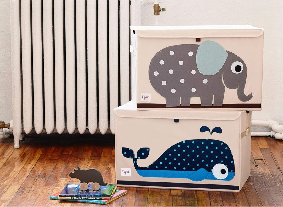3 Sprouts - Spielzeugtruhe für Kinder - Ablagetruhe für Jungen- und Mädchenzimmer, Wal, Wal